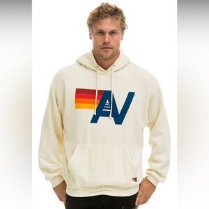NWT - Aviator Nation - UNISEX Logo Pullover Relaxed Hoodie - Vintage White